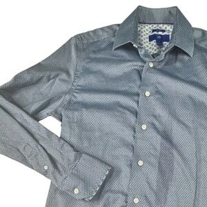 Men's EGARA Slim Fit Long‎ Sleeve Button Up Dress Shirt Patterned Blue Non Iron